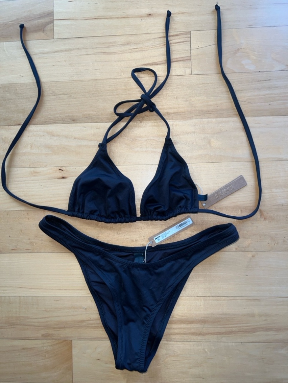 SKIMS Black Triangle Tie Bikini Set